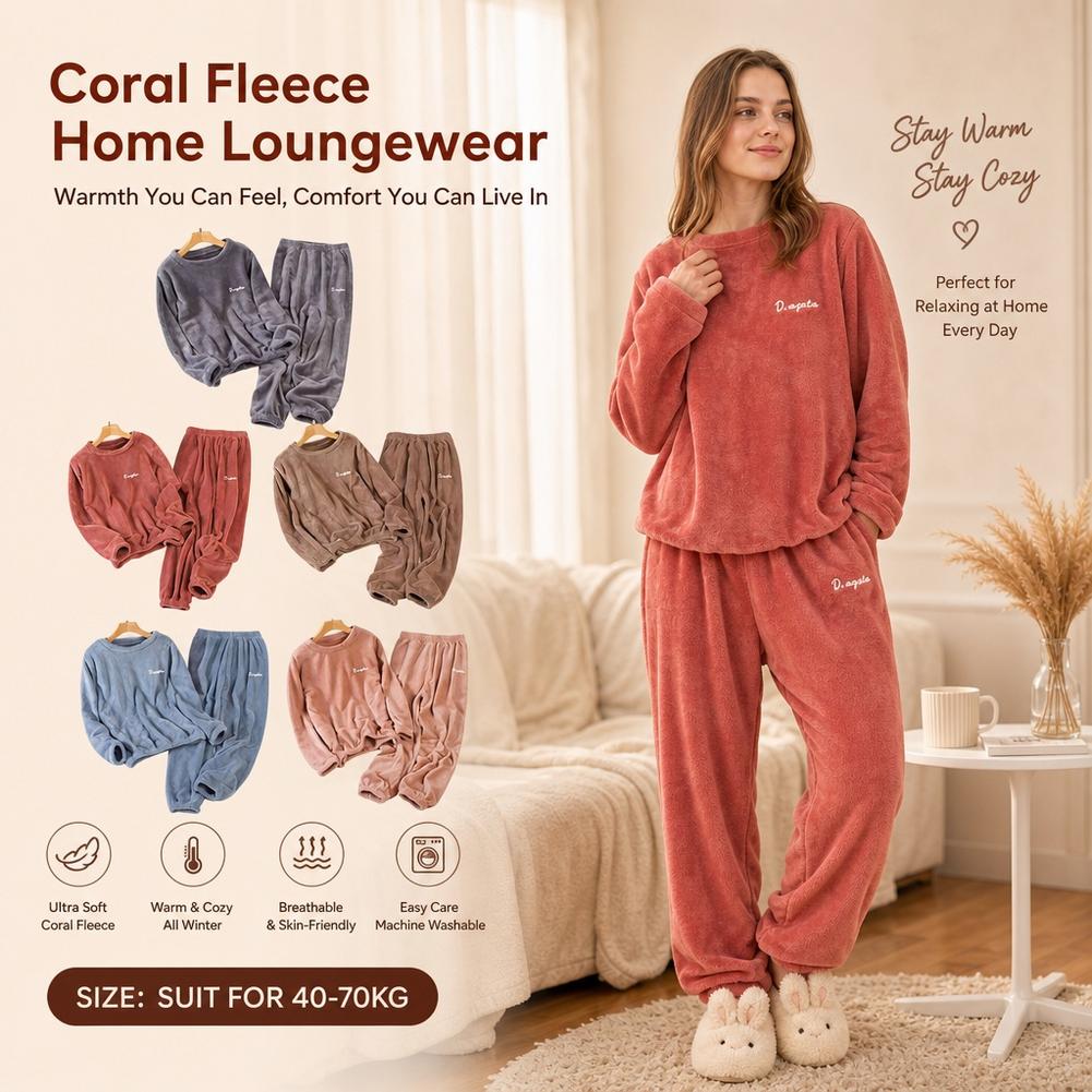 Coral Fleece Homewear Set Paja - Corduroy Pant Warm 评论和价格