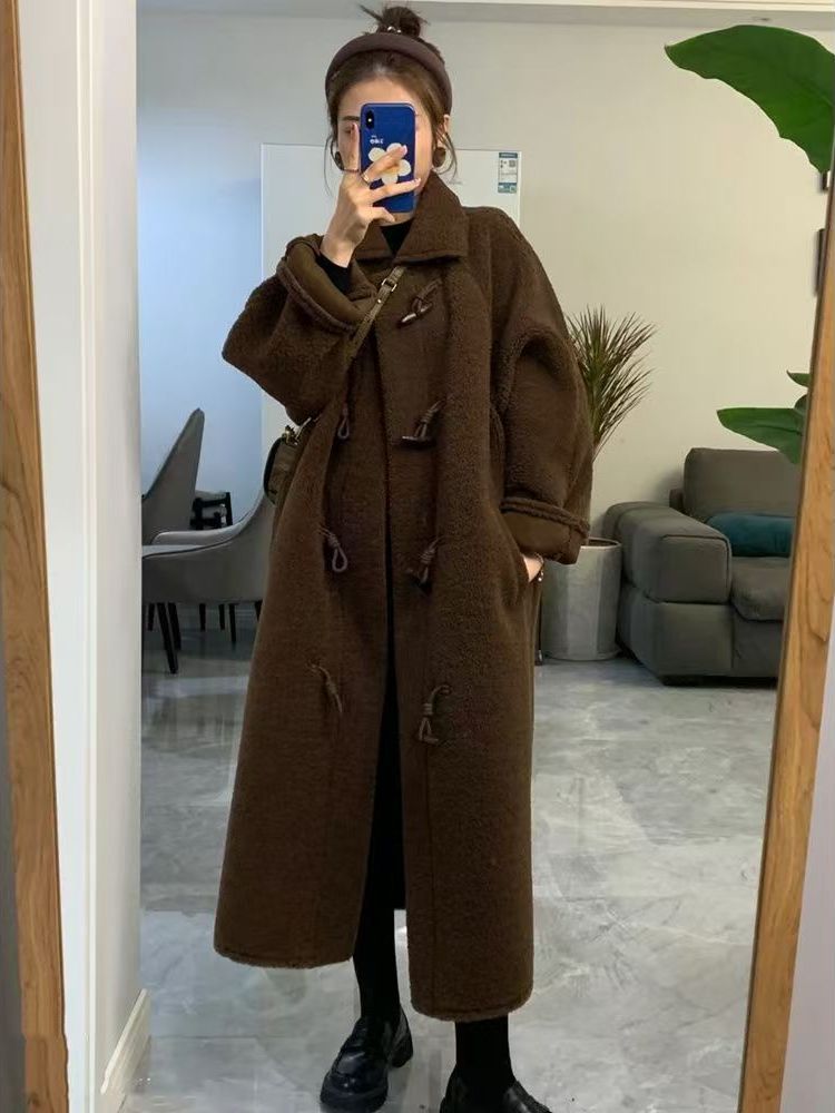 Lamb Fur Long Thickened Winter - Wool Coat Peacoat 评论和价格