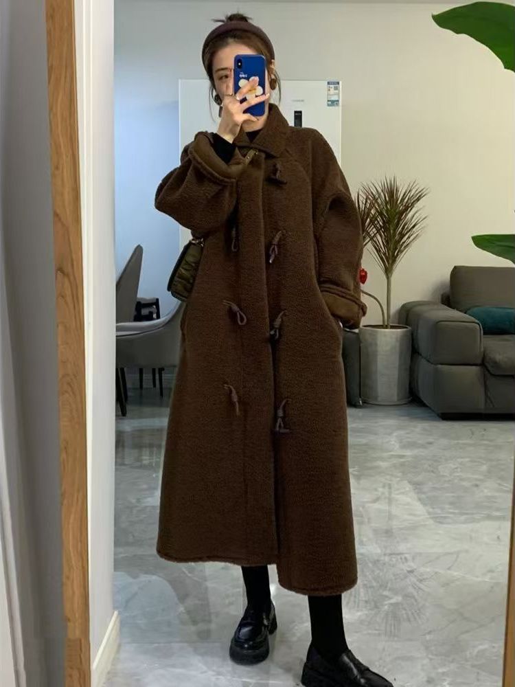 Lamb Fur Long Thickened Winter - Wool Coat Peacoat 评论和价格