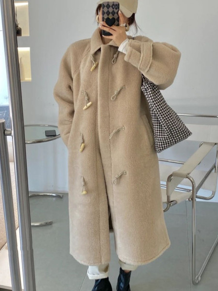 Lamb Fur Long Thickened Winter - Wool Coat Peacoat 评论和价格