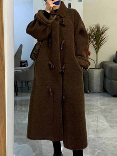 Lamb Fur Long Thickened Winter - Wool Coat Peacoat 评论和价格