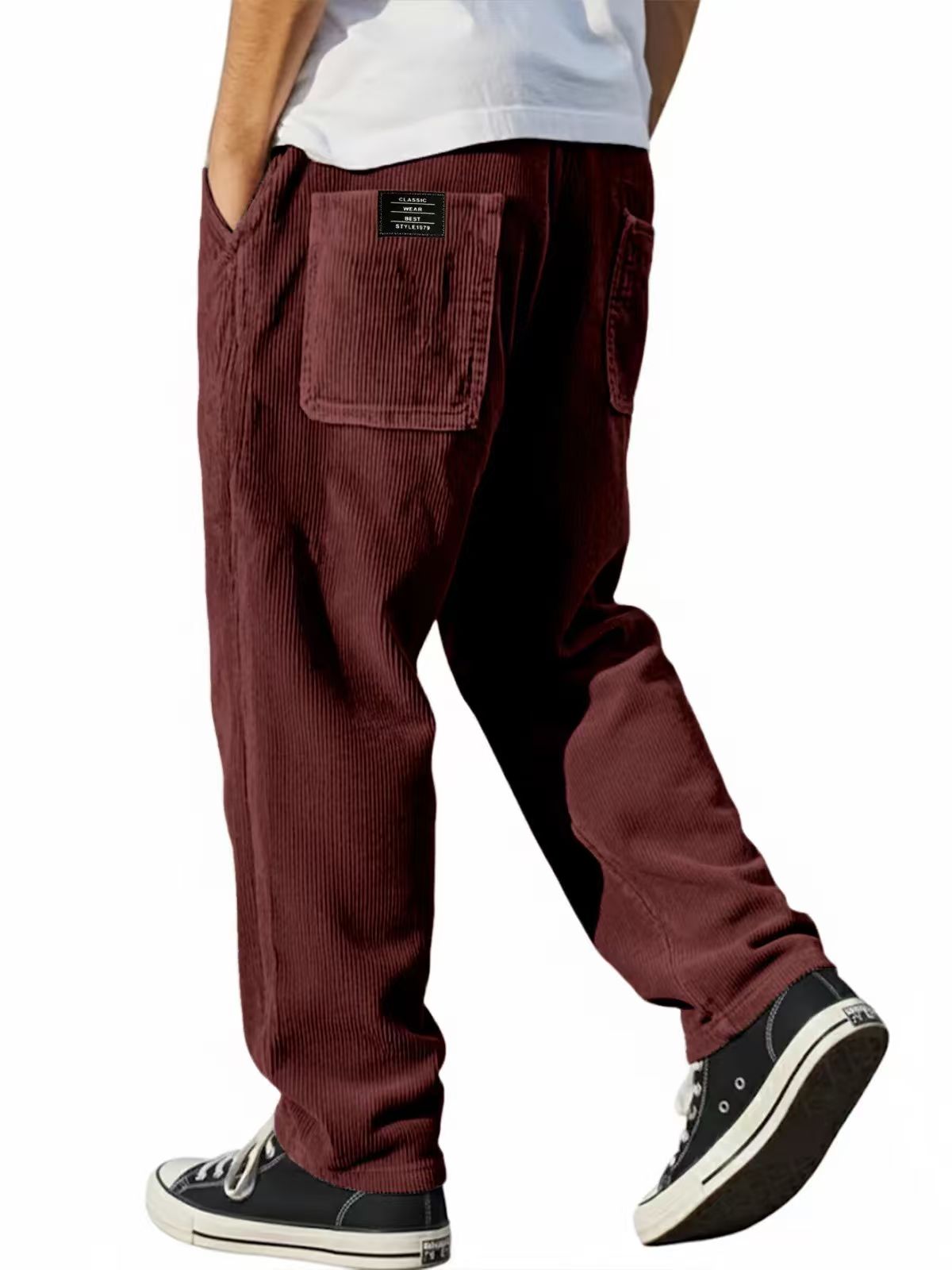 Male Autumn Men Wide Leg Strai - Corduroy Pant Warm 评论和价格