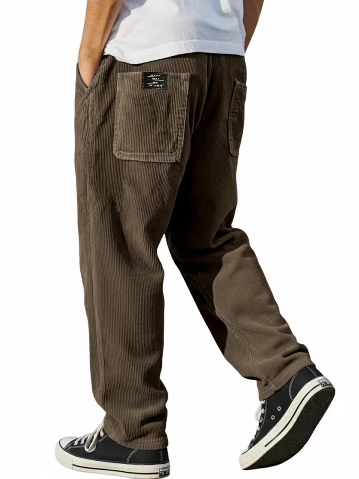 Male Autumn Men Wide Leg Strai - Corduroy Pant Warm 评论和价格