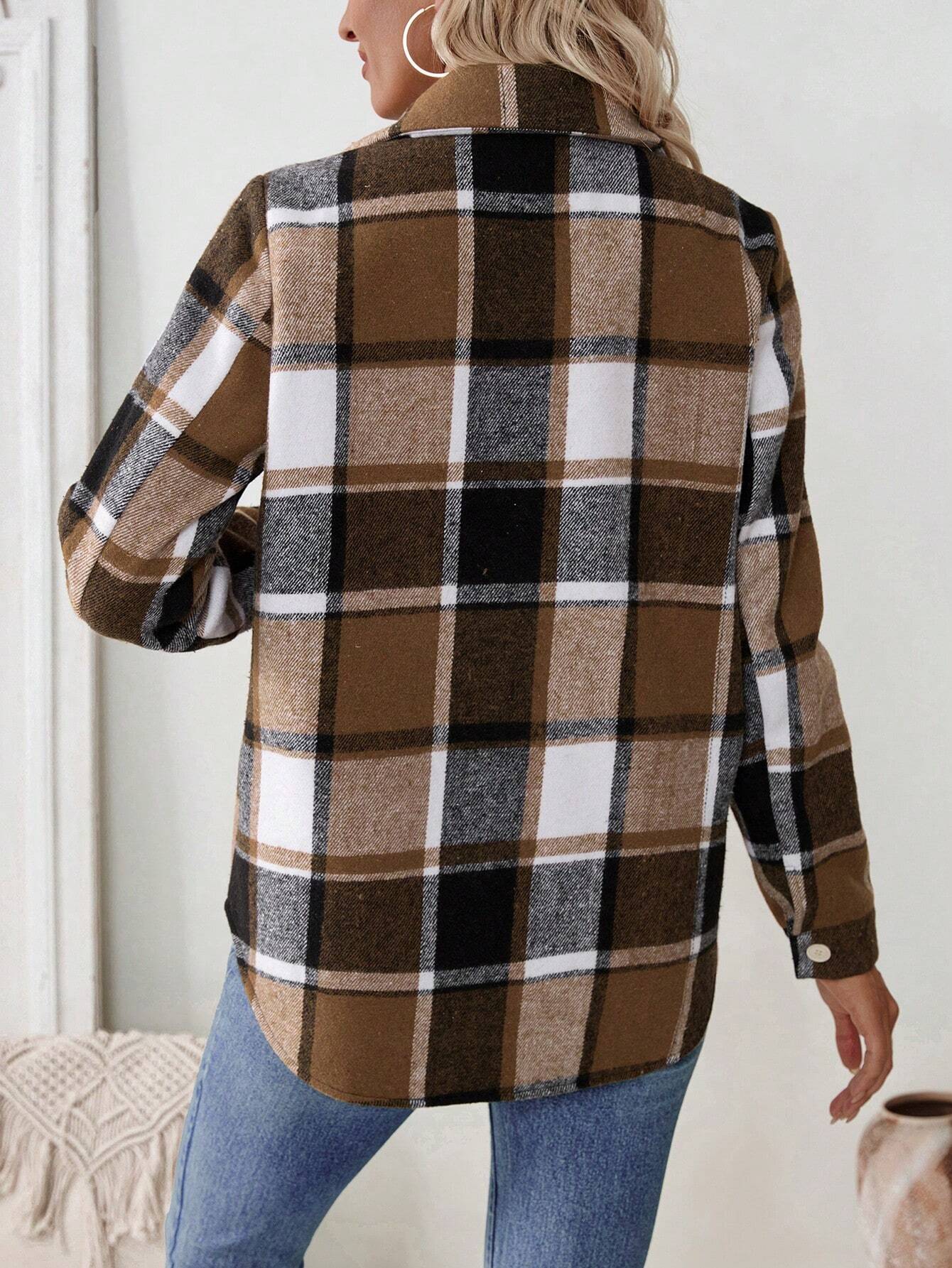 Women Fleece Lined Plaid Shack - Flannel Shirt Lined 评论和价格